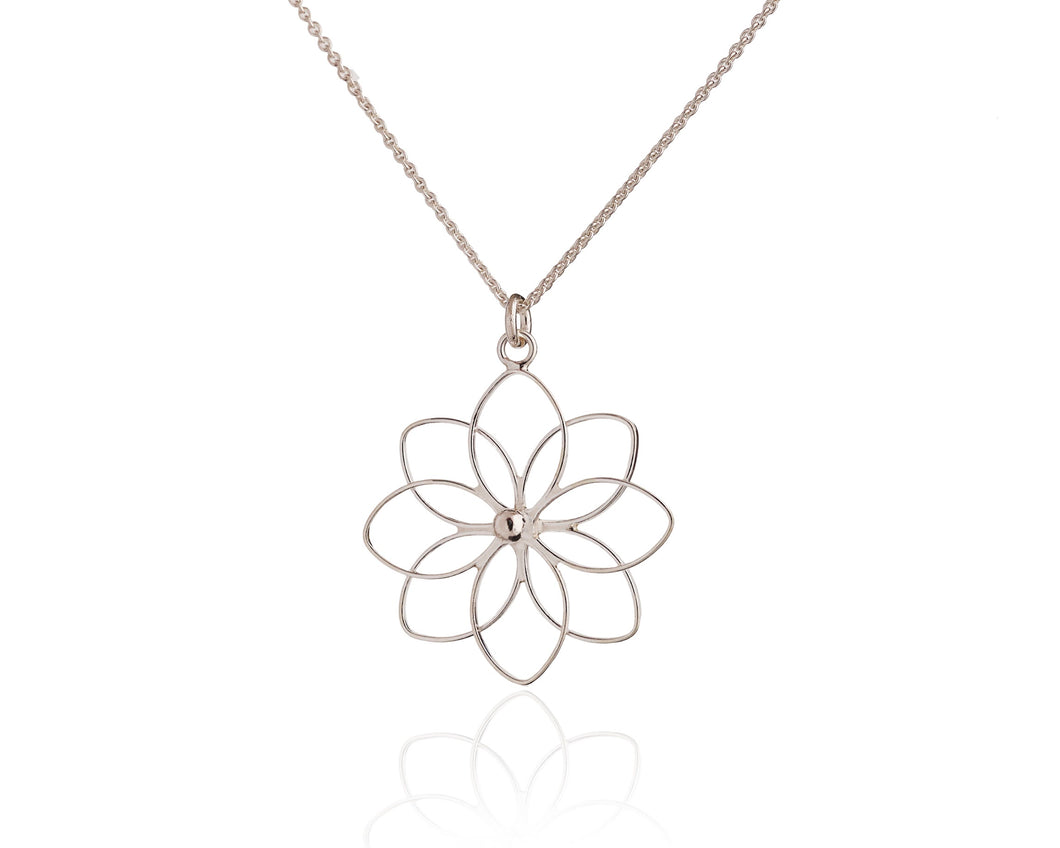 Interlocking Petals Flower Pendant Necklace