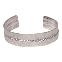 Load image into Gallery viewer, Hammered Cuff With Cubic Zirconia
