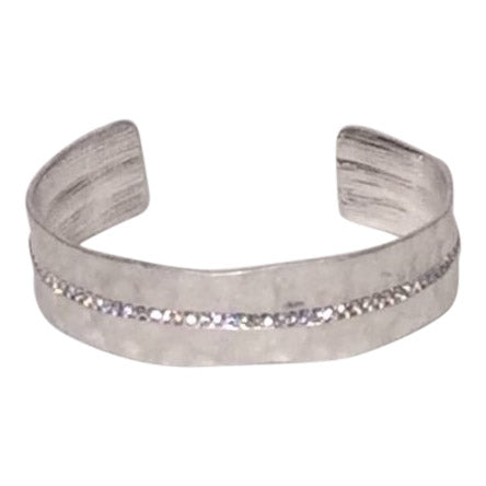 Hammered Cuff With Cubic Zirconia