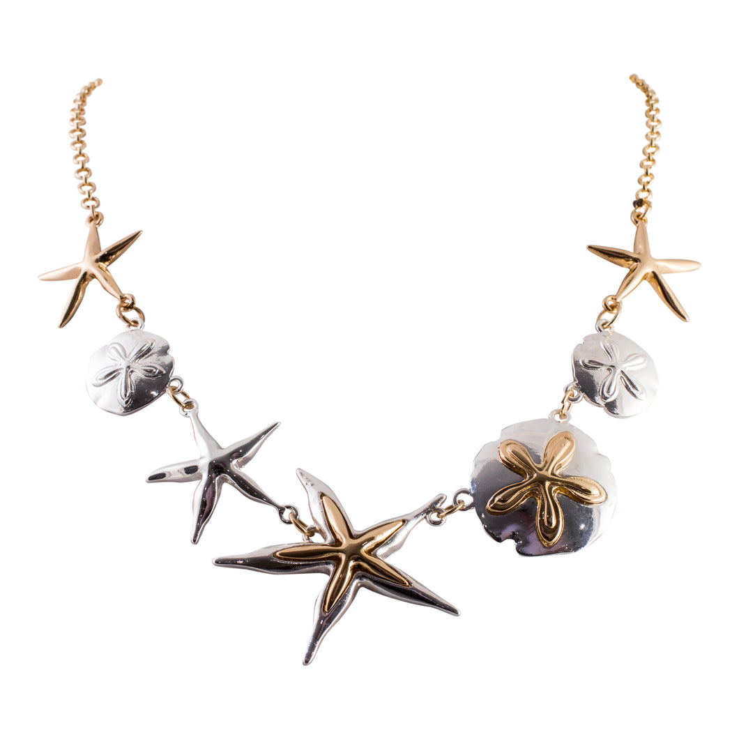 Two-Tone Starfish and Sand Dollar Necklace
